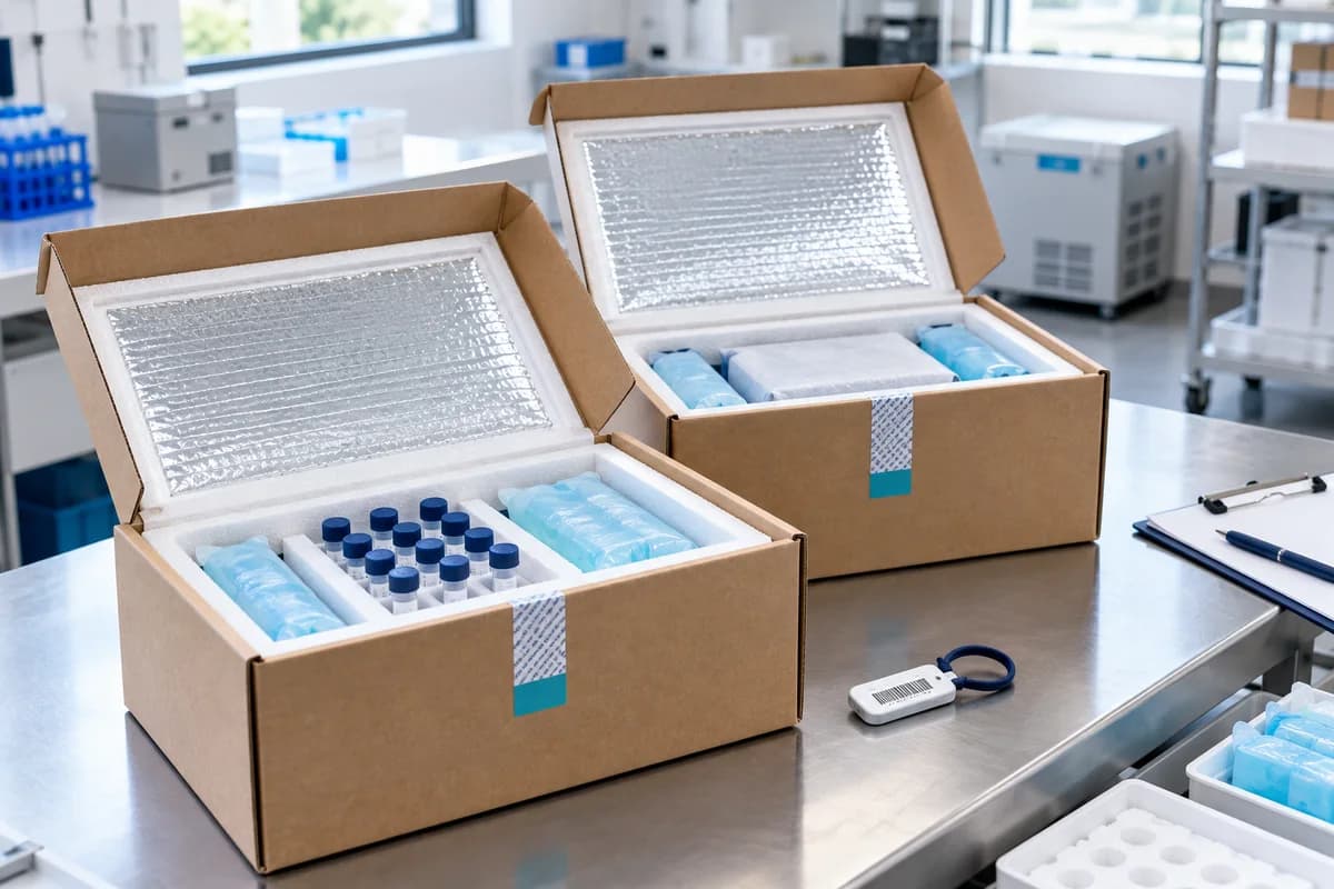 Insulated laboratory packages prepared for dispatch
